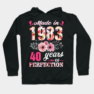 Made In 1983 Floral 40 Years Of Being Perfection Hoodie